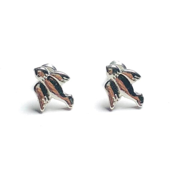 New! Silver Flying Bird Stud Earrings - Picture 5 of 9
